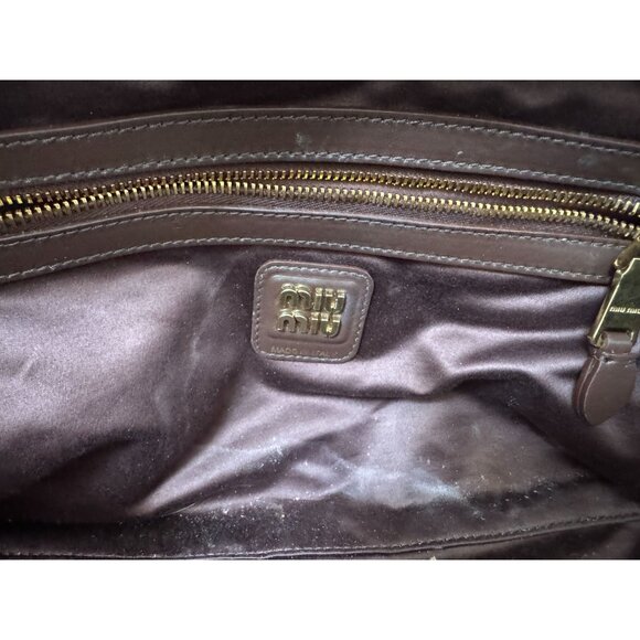Miu Miu Beau Logo-Debossed Leather Bag Coffee Brown - Picture 9 of 10